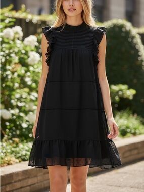 Who What Wear High Collar Shift Little Black Dress Whismygoth Fairy Women’s Sz M